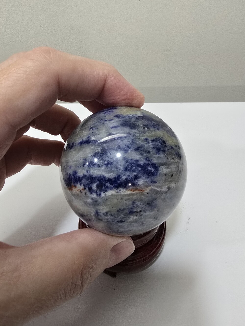 0.7 lbs Sodalite Crystal Sphere #C 61 mm